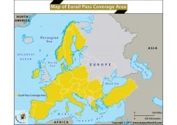 Map of Eurail Pass Coverage Area - Digital File