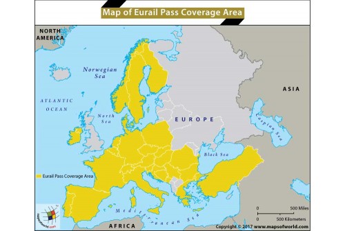 Map of Eurail Pass Coverage Area