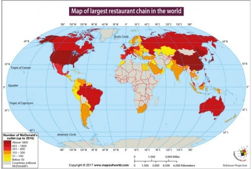 Map of Largest Restaurant Chain In The World