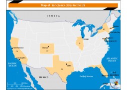 Map of Sanctuary Cities in The US - Digital File