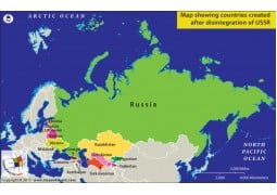 Map Showing Countries Created after Disintegration of USSR - Digital File