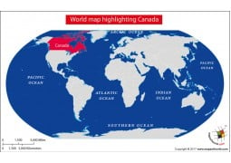 World Map Highlighting Canada - Digital File