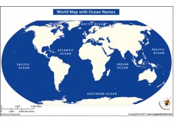 World Map With Ocean Names - Digital File