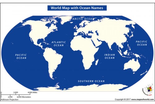 World Map With Ocean Names