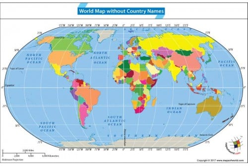 World Map Without Country Names