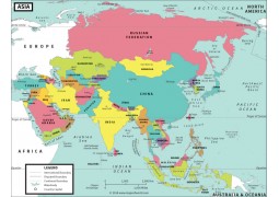 Asia Political Map Vivid - Digital File