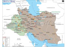 Iran and Iraq Map - Digital File