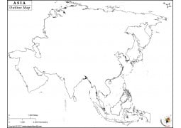 Asia Continent Outline Map - Digital File