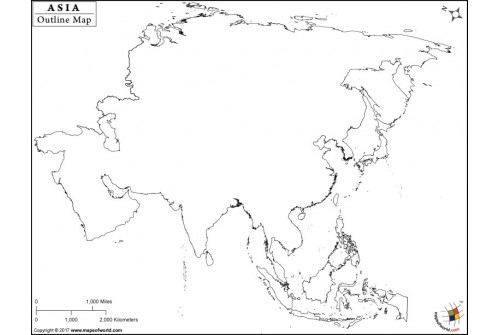 Asia Continent Outline Map