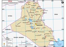 Iraq Latitude and Longitude Map - Digital File