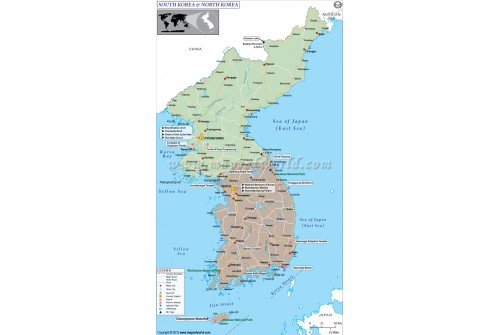 South Korea North Korea Map