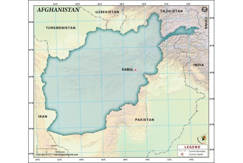 Afghanistan Blank Map, Dark Green 