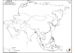 Asia Blank Map with Country Boundaries - Digital File