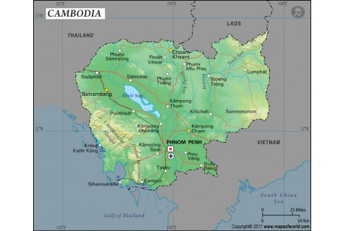 Cambodia Latitude and Longitude Map