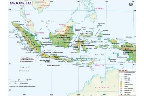 Indonesia Physical Map