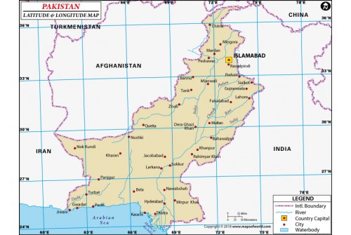 Pakistan Latitude and Longitude Map
