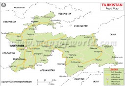 Tajikistan Road Map - Digital File