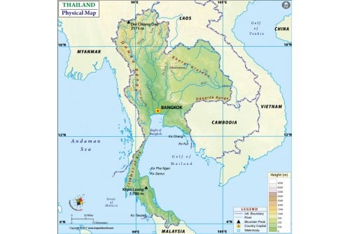 Thailand Physical Map