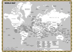 Black And White World Map - Digital File