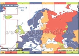 Europe Time Zone Map - Digital File
