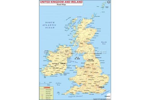 Road Map of UK and Ireland