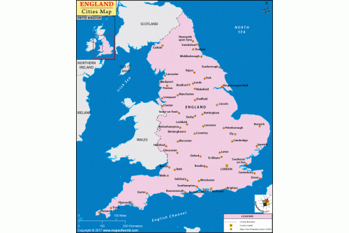 Map of England Cities