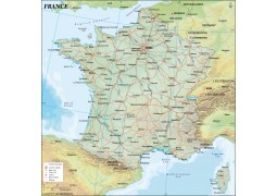 France Political Map, Dark Green  - Digital File