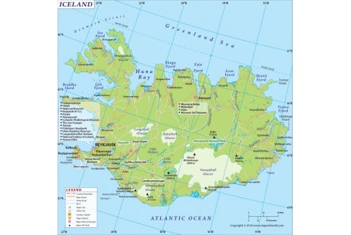 Printed Wall Map of Iceland