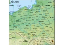Poland Physical Map (Green Background) - Digital File