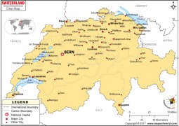 Map of Switzerland with Cities - Digital File