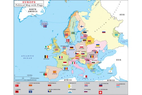 Europe Map with Flags