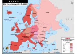 Europe Life Expectancy At Birth Map - Digital File