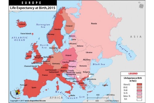 Europe Life Expectancy At Birth Map