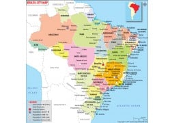Brazil Map with Cities - Digital File