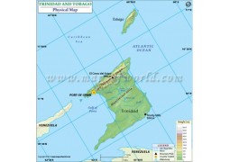 Trinidad and Tobago Physical Map - Digital File