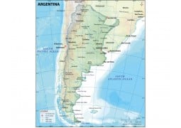 Argentina Physical Map, Dark Green 