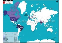 World Top Ten Coffee Exporting Countries Map