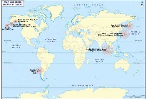 Tsunami Dates and History Map