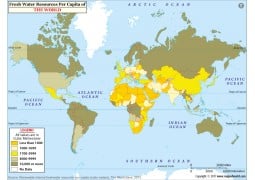 Map of World Fresh Water Resources - Digital File