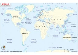 World Oceans and Seas Map - Digital File