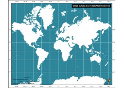 World Outline Map in Mercator Projection in Dark Background - Digital File