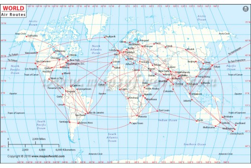 Map of Major Air Route of World