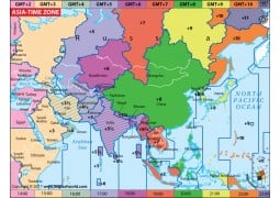 Asia Time Zone Map - Digital File