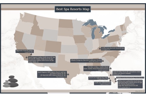 USA Best Spa Resorts Map Poster