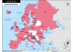 Europe Coastal Countries Map - Digital File