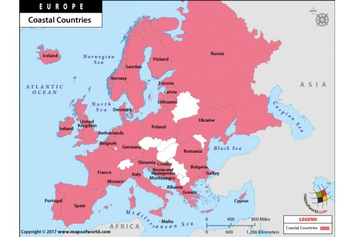 Europe Coastal Countries Map