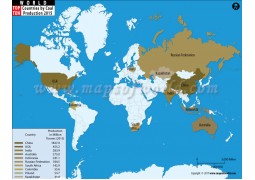 World Map of Top Ten Coal Producing Countries - Digital File