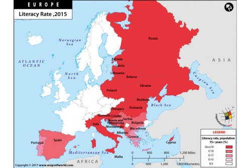 Europe Literacy Rate Map