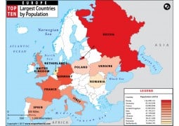 Map of Largest European Countries by Population - Digital File
