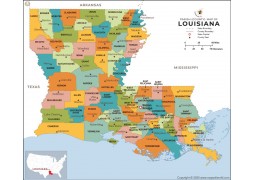 Louisiana Parish (County) Map - Digital File